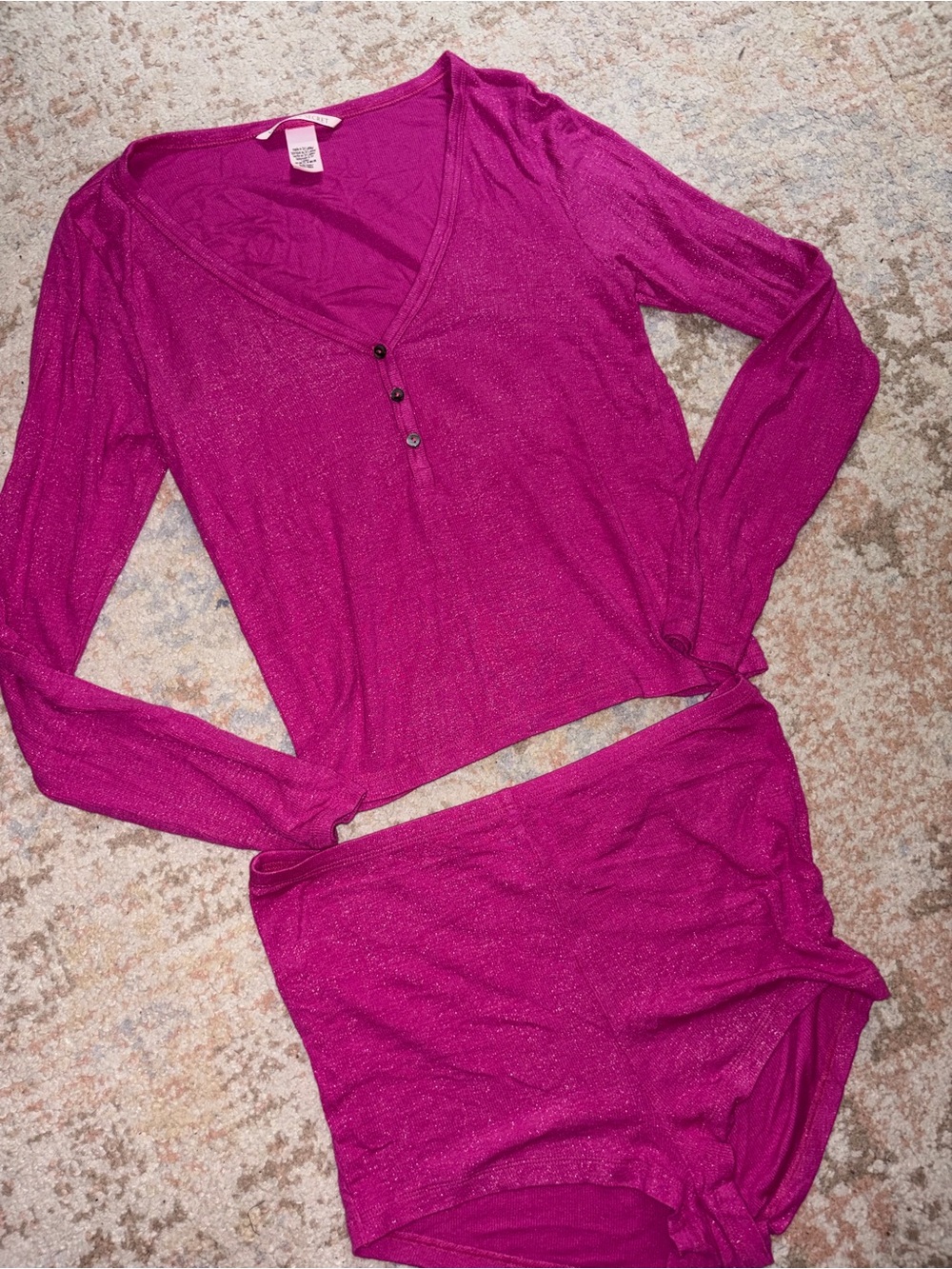 Victoria’s Secret Pink Shimmer Two-Piece Pajama Set
